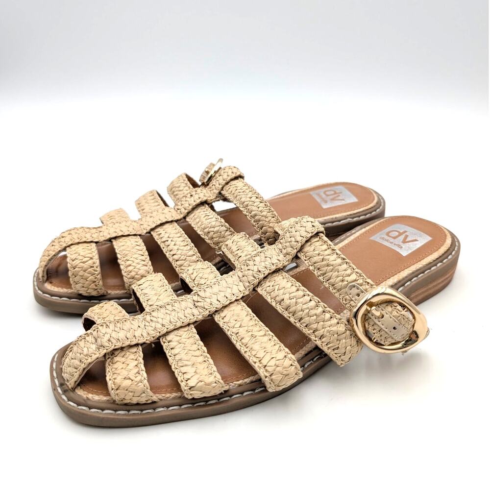 DV by Dolce Vita Fyona Mule Sandals Buckle Women's Raffia Size US9 EU39